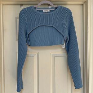 Re_Styld Blue Long Sleeve Over-Shirt Top, Size US 12